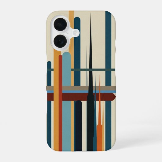 レトロ抽象縦縞 iPhone 16ケース (裏面)