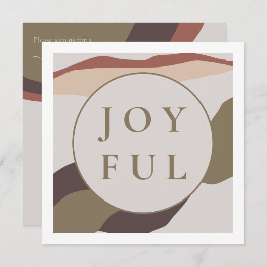 レトロ抽象芸術うれしそうなクリスマスパーティー 招待状 (正面/裏面)