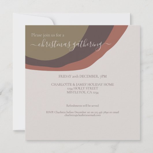 レトロ抽象芸術うれしそうなクリスマスパーティー 招待状 (裏面)