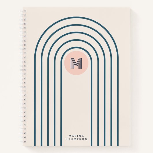 レトロ抽象芸術のジオメトリックラインアーチ ノートブック (正面)