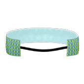 レトロ抽象芸術の幾何学的パターン(青と緑) アスレチックヘッドバンド (裏面)
