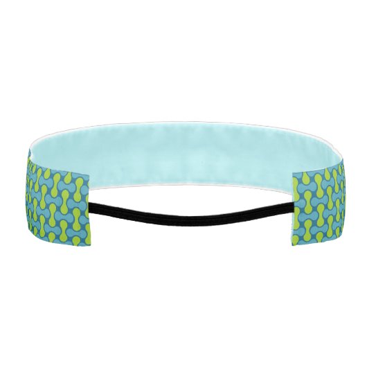 レトロ抽象芸術の幾何学的パターン（青と緑） アスレチックヘッドバンド (裏面)