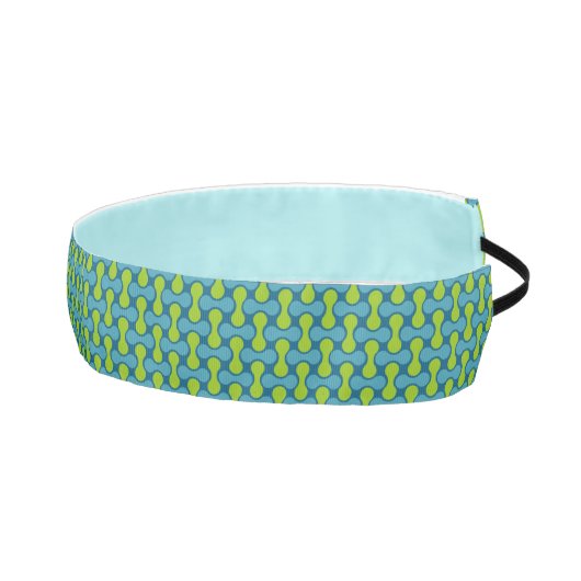 レトロ抽象芸術の幾何学的パターン（青と緑） アスレチックヘッドバンド (右)
