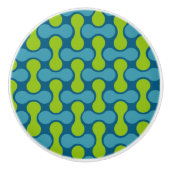 レトロ抽象芸術の幾何学的パターン（青と緑） セラミックノブ (正面)