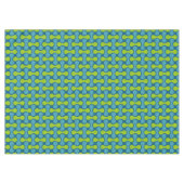 レトロ抽象芸術の幾何学的パターン(青と緑) テーブルクロス (正面(横))