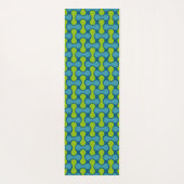 レトロ抽象芸術の幾何学的パターン（青と緑） ヨガマット (裏面)