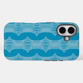 レトロ抽象芸術の白い線(青) Case-Mate iPhoneケース (裏面 (横))