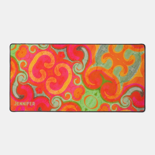 レトロ抽象芸術よくはしゃぐボホデザイン名 デスクマット (正面)