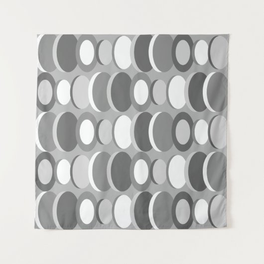 レトロ抽象芸術アートサークルグレー タペストリー (正面)