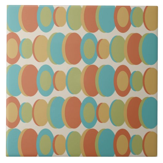 レトロ抽象芸術アートサークル数々のカラー タイル (正面)
