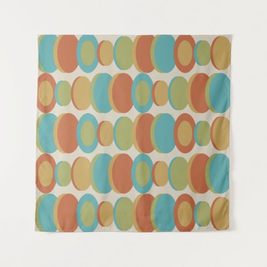 レトロ抽象芸術アートサークル数々のカラー タペストリー (正面)