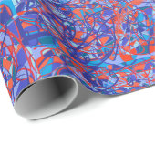 レトロ抽象芸術アートブルー落書きパターン ラッピングペーパー (ロールコーナー)