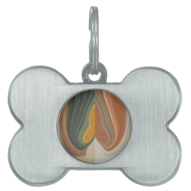 レトロ抽象芸術アートプリント ペットネームタグ (正面)