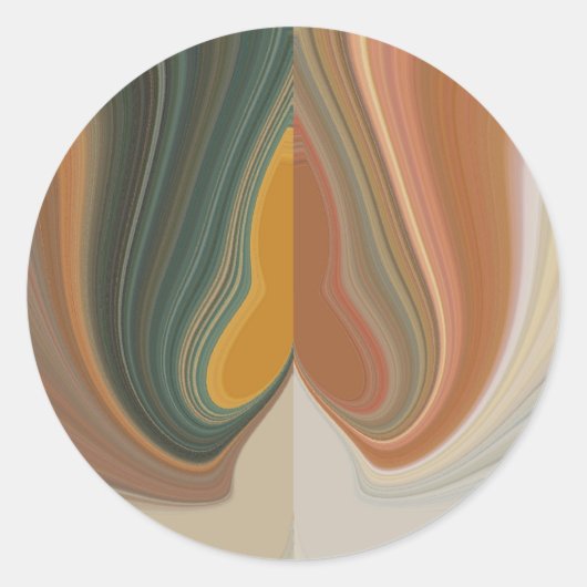 レトロ抽象芸術アートプリント ラウンドシール (正面)