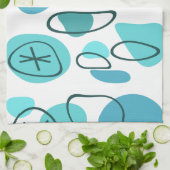 レトロ抽象芸術アートロックターコイズ キッチンタオル (折り畳み)