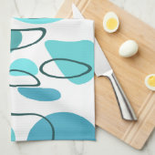 レトロ抽象芸術アートロックターコイズ キッチンタオル (四つ折り)