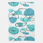 レトロ抽象芸術アートロックターコイズ キッチンタオル (縦)