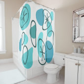 レトロ抽象芸術アートロックターコイズ シャワーカーテン (インサイチュ)