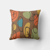 レトロ抽象芸術アートロッ数々のクス色の暗い クッション (裏面)