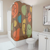 レトロ抽象芸術アートロッ数々のクス色の暗い シャワーカーテン (インサイチュ)