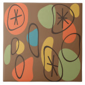 レトロ抽象芸術アートロッ数々のクス色の暗い タイル (正面)