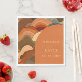 レトロ抽象芸術ウェーブアーチテラコッタオ自然レンジ スタンダードランチョンナプキン (インサイチュ)