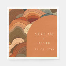 レトロ抽象芸術ウェーブアーチテラコッタオ自然レンジ