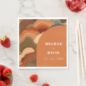 レトロ抽象芸術ウェーブアーチテラコッタオ自然レンジ スタンダードランチョンナプキン (インサイチュ)