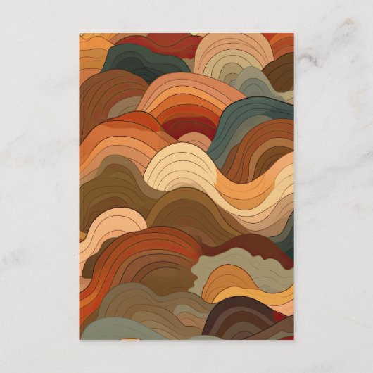 レトロ抽象芸術ウェーブズテラコッタオレンジ結婚ズ エンクロージャーカード (裏面)