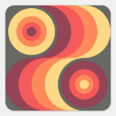 レトロ抽象芸術ウェーブレインボースクウェア抽象芸術アート スクエアシール (正面)