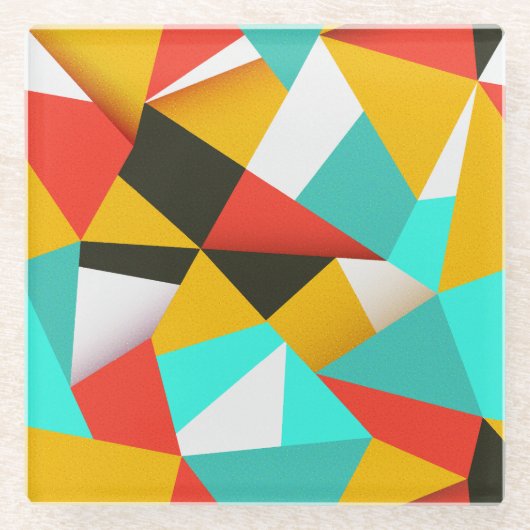レトロ抽象芸術カラフル：ブレンド。 ガラスコースター (正面)