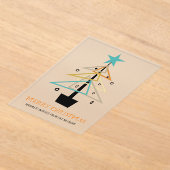 レトロ抽象芸術クリスマスツリーミッドセンチュリーモダン アクリル招待状 (レイダウン)