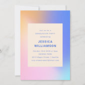 レトロ抽象芸術グラデーションパープルピンク卒業 招待状 (正面)