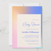 レトロ抽象芸術グラデーションパープルピンク赤ちゃんシャワー 招待状 (正面)