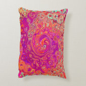 レトロ抽象芸術サンゴとパープルマーブルスワール アクセントクッション (裏面(縦))