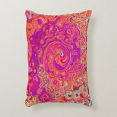 レトロ抽象芸術サンゴとパープルマーブルスワール アクセントクッション (正面(垂直))