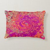 レトロ抽象芸術サンゴとパープルマーブルスワール アクセントクッション (裏面)
