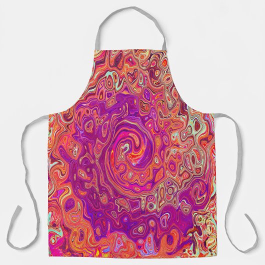 レトロ抽象芸術サンゴとパープルマーブルスワール エプロン (正面)