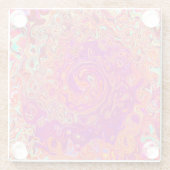 レトロ抽象芸術サンゴとパープルマーブルスワール ガラスコースター (裏面)