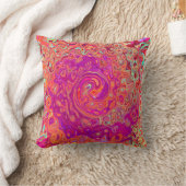 レトロ抽象芸術サンゴとパープルマーブルスワール クッション (ブランケット)