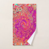 レトロ抽象芸術サンゴとパープルマーブルスワール バスタオルセット (ハンドタオル)