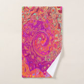 レトロ抽象芸術サンゴとパープルマーブルスワール バスタオルセット (ハンドタオル)