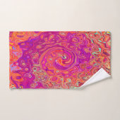 レトロ抽象芸術サンゴとパープルマーブルスワール バスタオルセット (ハンドタオル)