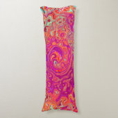 レトロ抽象芸術サンゴとパープルマーブルスワール ボディピロー (正面縦)