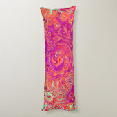 レトロ抽象芸術サンゴとパープルマーブルスワール ボディピロー (裏面 (縦))