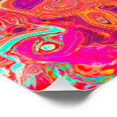 レトロ抽象芸術サンゴとパープルマーブルスワール ポスター (コーナー)