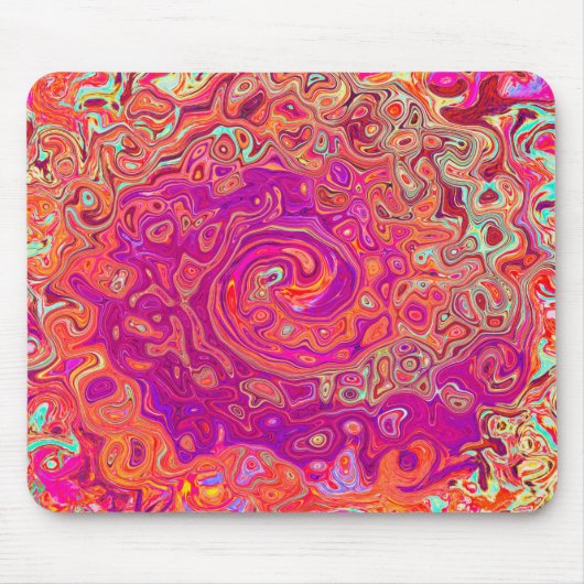 レトロ抽象芸術サンゴとパープルマーブルスワール マウスパッド (正面)