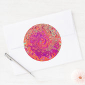 レトロ抽象芸術サンゴとパープルマーブルスワール ラウンドシール (封筒)