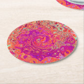 レトロ抽象芸術サンゴとパープルマーブルスワール ラウンドペーパーコースター (アングル)