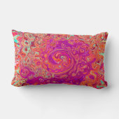 レトロ抽象芸術サンゴとパープルマーブルスワール ランバークッション (裏面)